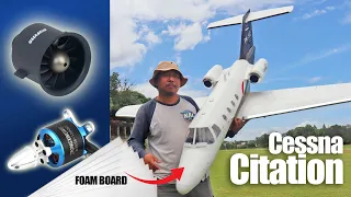 Build Giant RC Private Jet Cessna Citation from Foam (Full Build & Flight)