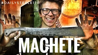 MAKING A MACHETE!!! Forged Damascus Steel! + Cutting Tests!