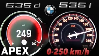 2017 BMW 535i vs. 535d - Acceleration Sound 0-100, 0-250 km/h | APEX