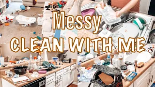 MESSY CLEAN WITH ME | MOM LIFE SPEED CLEANING MOTIVATION | SPEED CLEAN WITH ME | CLEANING WITH KIM