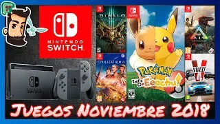 Lanzamientos de NOVIEMBRE 2018 para Nintendo SWITCH | Novedades