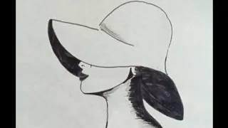 How to draw a lady with a hat for beginners || Pencil sketch ||