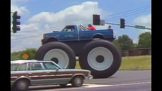 Driving through the streets in the world's biggest pickup BIGFOOT #5 - 1990 - BIGFOOT 4x4, Inc.