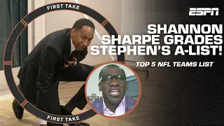 Shannon Sharpe grades Stephen's A-List: AN F!!!! 🤣 | First Take