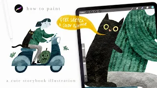 paint storybook charecters with me 🎃 Illustration tutorial - procreate tips and tricks for beginners