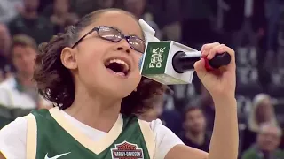 Liamani Segura sings National Anthem at 2019 NBA Playoffs Celtics vs Bucks Game 5