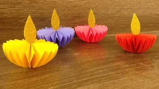 Diya Making With Paper | Paper Diya Decoration | DIY | Diwali Decoration Ideas | paper craft |