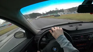 BMW E90 330i drifting at the racetrack POV