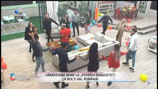 Sarbatoare mare la "Puterea dragostei" La multi ani Romania! Concurentii au inceput cu dansuri si...