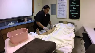 CNA Skill # 10 Give the Resident a Partial Bed Bath (Lower Body)-Hips, legs, Feet