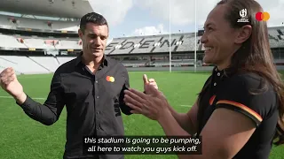 Dan Carter and Portia Woodman look ahead to the Rugby World Cup kick-off at Eden Park! #RWC2021