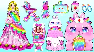 DIY Paper Doll | Rainbow Barbie Mom Decorate Rabbit Room To Welcome The Baby | Dolls Beauty