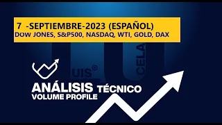 ANALISISTRADING 7-SEPTIEMBRE-2023 (ESP)  ANALISIS VOLUME PROFILE DOW , SP500 , NASDAQ, WTI, ORO, DAX