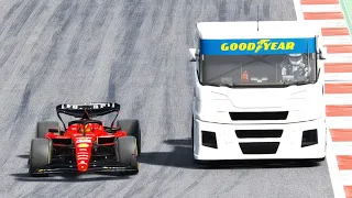 Ferrari F1 2023 SF-23 vs Scania Truck at Monza GP - HOW SLOW IS?
