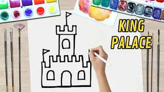 How to Draw and Paint Palace| How to fill a drawing? | easy drawing for kids