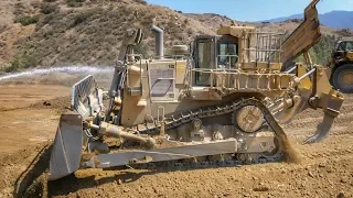 Big Cat D10T Dozer Pushing out 777 Loads.