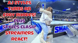 Streamers React! AJ Styles turns on Cody Rhodes and hits a Super Styles Clash! #wwe #wweraw #cody