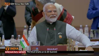 PM Narendra Modi announces the adoption of G20 New Delhi Leaders' Declaration