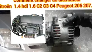 démontage alternateur 1.4 HDI Citroën et 1.6 hdi C2 C3 C4 Peugeot 206 207....abonnez courager moi