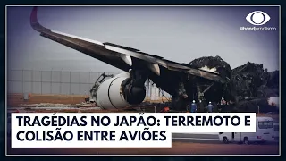 Tragédias no Japão: após terremoto, aviões colidem e pegam fogo | Jornal da Noite