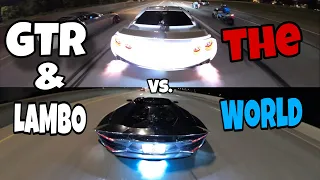 1XXXHP GTR, & Lamborghini Aventador vs THE WORLD