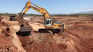 Liebherr 974 Excavator Loading Trucks And Dumpers On Huge Mining Site - Labrianidis Mining Works