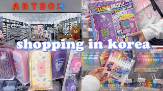 shopping in korea vlog 🇰🇷 cute stationery haul at Artbox ✂️ popcorn pen, deco tape, mini locker