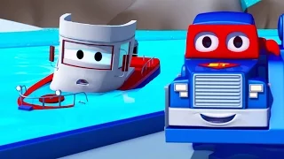 Transformák Karl a člun | Animák z prostředí staveniště s auty a nákladními vozy (pro děti)