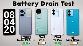 Vivo V30 vs Redmi Note 13 Pro Plus vs Vivo T2 Pro vs Moto Edge 40 Neo - Battery Drain