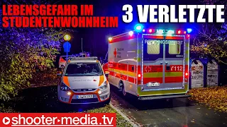 🟡  3 Verletzte + Lebensgefahr  🟡 | 🚓  Messertat im Studentenwohnheim 🚑 | Mehrere Polizeikräfte