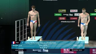 J. BOUYER & A. JANDARD - 2022 FINA World Championships, Budapest (HUN) - Sync Men 3m Prelim FULL