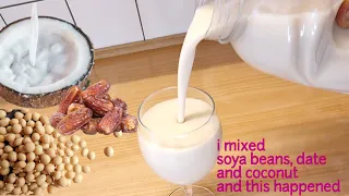 How to make healthy SOY MILK with DATES and COCONUT.. #soyabean #soymilk #health #healthydrink