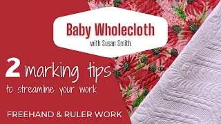 LIVE & UNSCRIPTED - A small wholecloth quilt featuring marking tips, feathers, and ruler work.