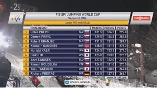 Peter Prevc 1st, Domen Prevc 2nd, Robert Kranjec 3rd - Sapporo (30.01.2016) - last three jumps