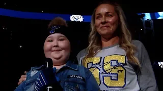 Laila Anderson thanks the city of St. Louis and gets the crowd pumped before Game 3