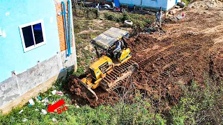 Incredible New Project Mini Bulldozer Pushing Trash Processing The Soil With Dump Truck Moving Land