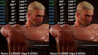 Ryzen 3 2200GE vs. Ryzen 3 2200G in 8 Games. Gaming Benchmark Test Comparison