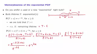 L09.4 Memorylessness of the Exponential PDF