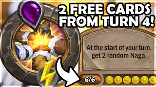 2 FREE NAGA Each Turn on Turn 4! | Hearthstone Battlegrounds