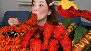 [Mukbang ASMR] Cheetos Chicken 🍗 Nuclear Buldak Noodles 🔥 RedPepperTuna HotDog Eatingshow Ssoyoung