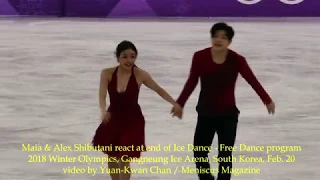 Maia & Alex Shibutani react to Free Dance program - 2018 Winter Olympics - Meniscus Magazine