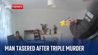 Watch: Bodycam footages shows suspect Tasered after triple murder