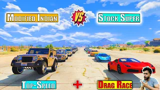 GTA 5 Modified Indian Cars  Vs Stock Super Cars Drag Race GTA 5