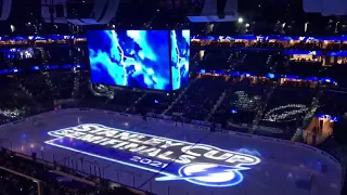 Lightning warming up vs NY Islanders June 15 Semifinal Game 2