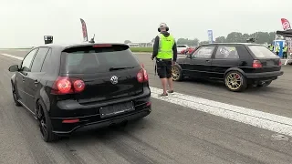 740HP VW Golf 5 R32 Turbo vs 735HP VW Golf 2 R32 Turbo 4Motion