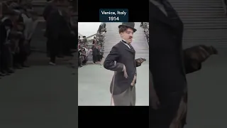 Colorized footage of Charlie Chaplin in 1914!😳 #venice #colorized #shorts