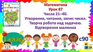 Математика 1 клас Урок 87 Числа 21–40. Утворення, читання, запис чисел. Творча робота над задачею.