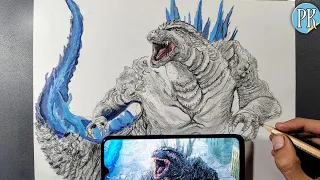 How to draw Monster Godzilla // Full outline and coloring tutorial