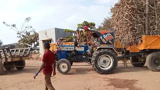 swaraj 744 FE pulling heavy loaded sugar cane vehicle 🚜🚜