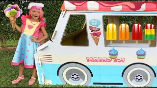 Sofia with friends fun selling in Ice Cream Truck